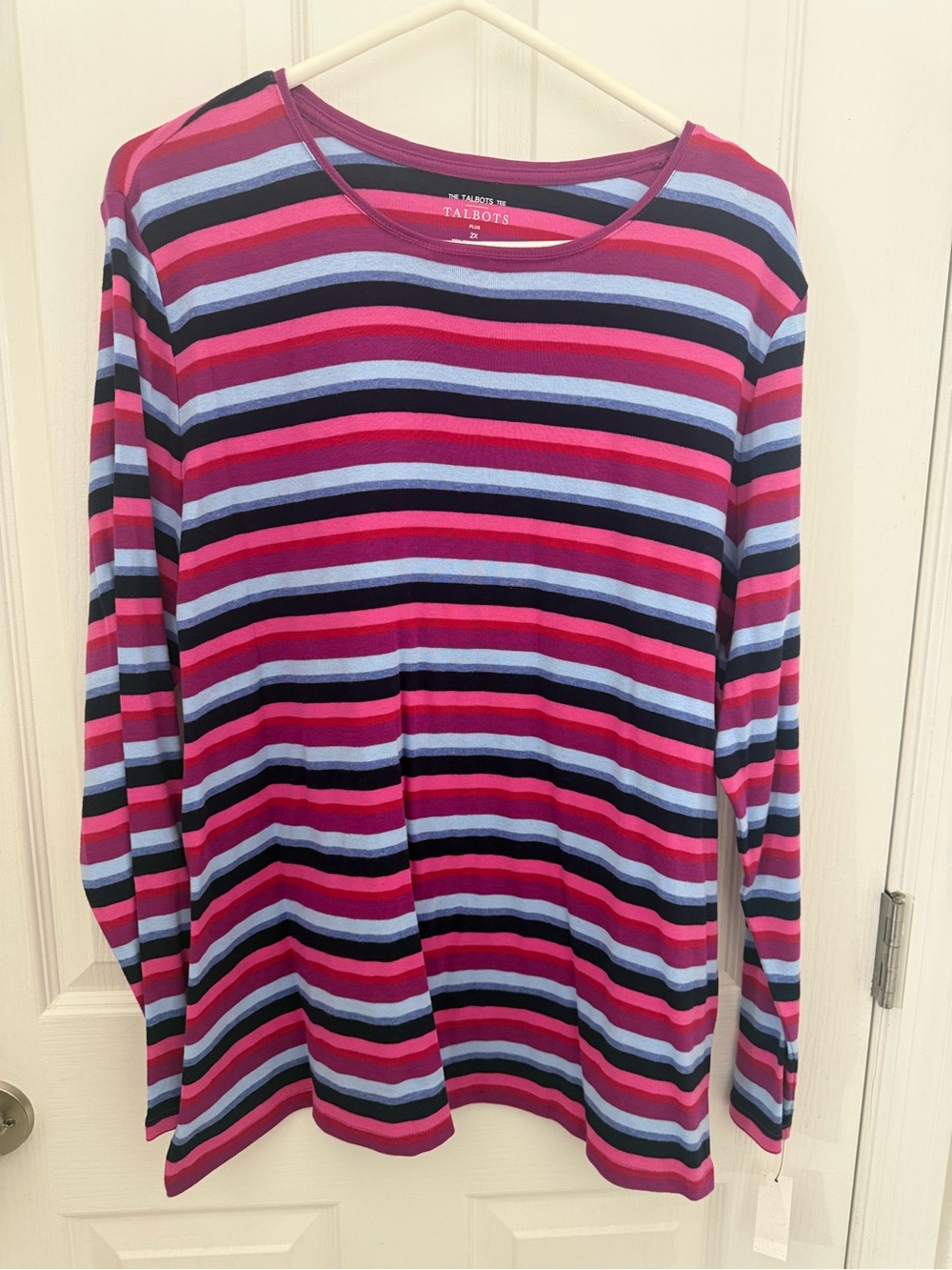 Talbots Women's Pink Striped Long-Sleeve Tee. Size 2X.